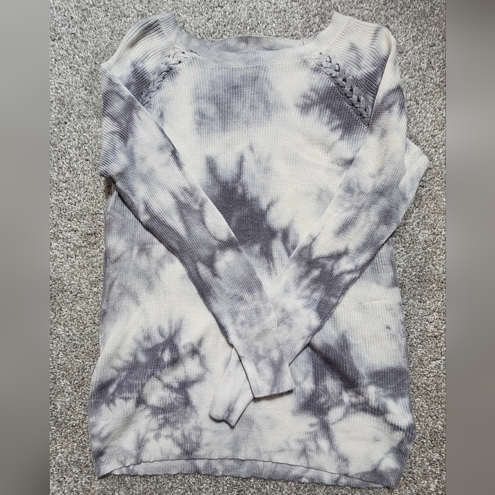 American Eagle Outfitter Womens Pullover Sweater Tie Dye White Blue /Gray Size M